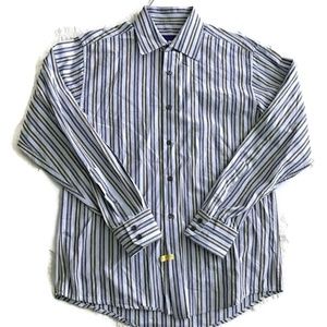 William W Long Sleeve Button Front Stripe Shirt-M